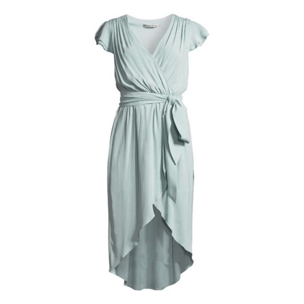 Alice Olivia Silk Wrap Dress 6 Light Miny Green